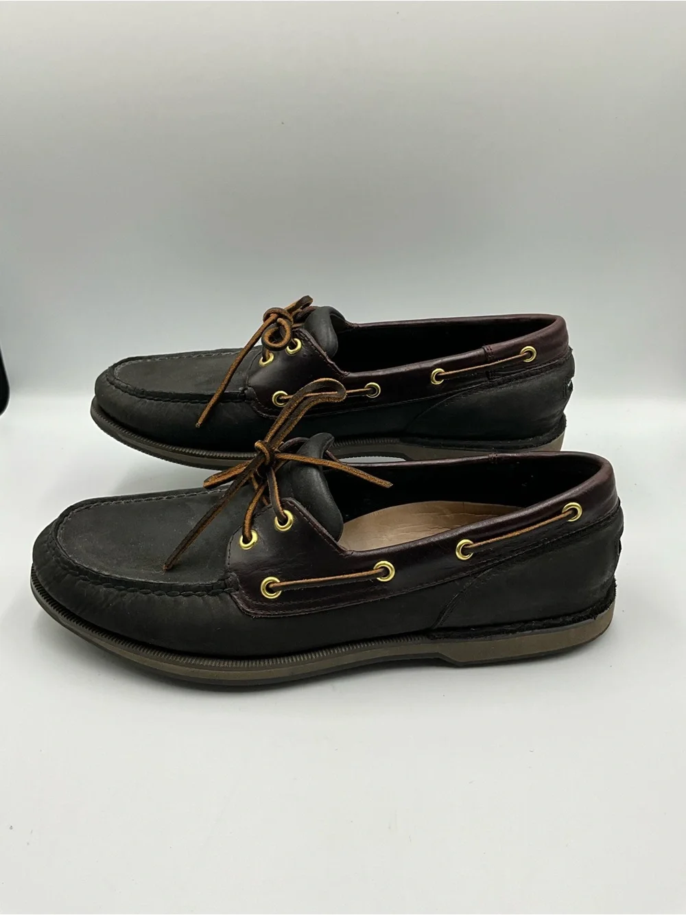 Rockport Boat Shoe Size 10.5 Black and Brown Leather Boat Shoes
